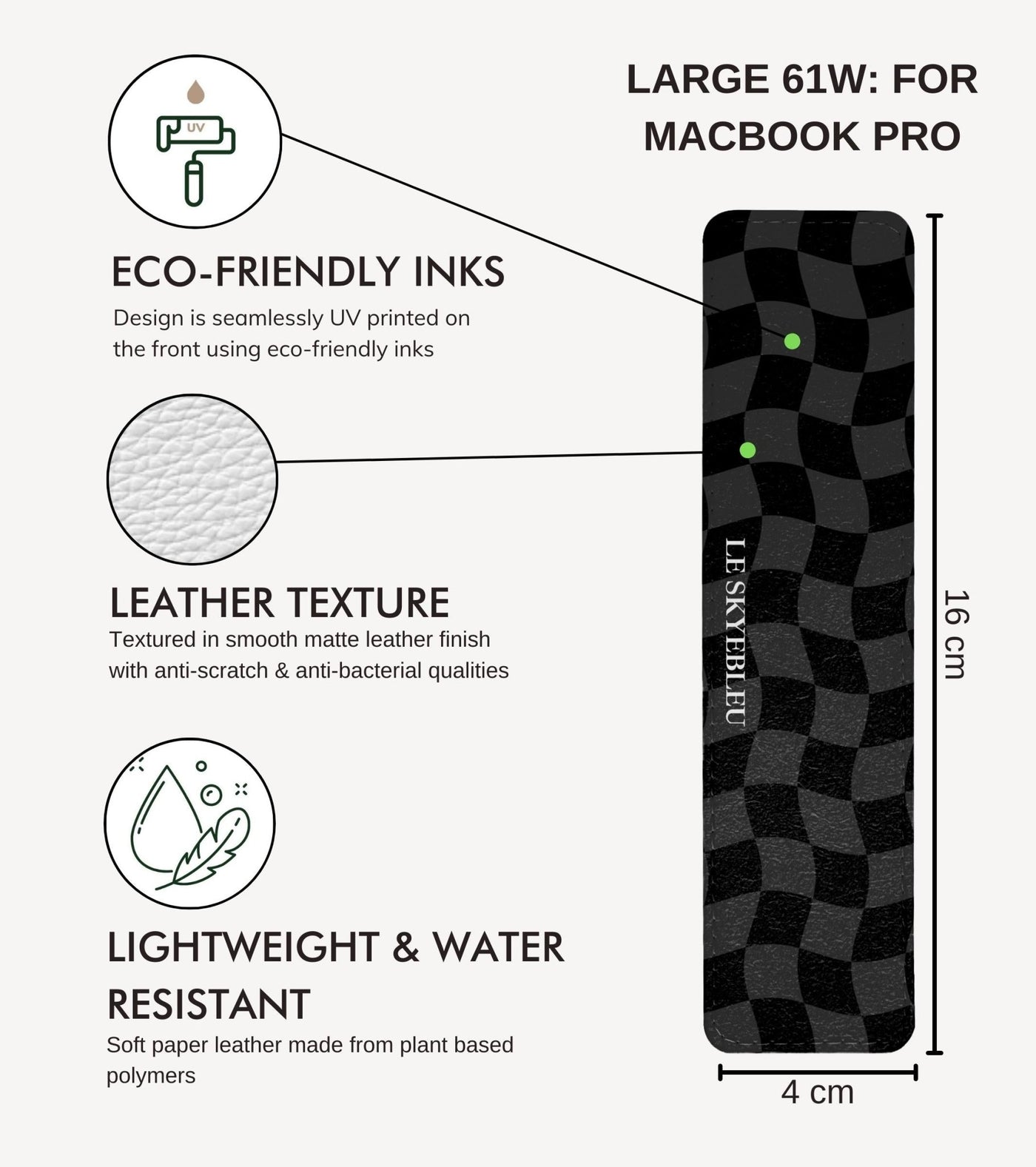 Black Check - MacBook Adapter Skin